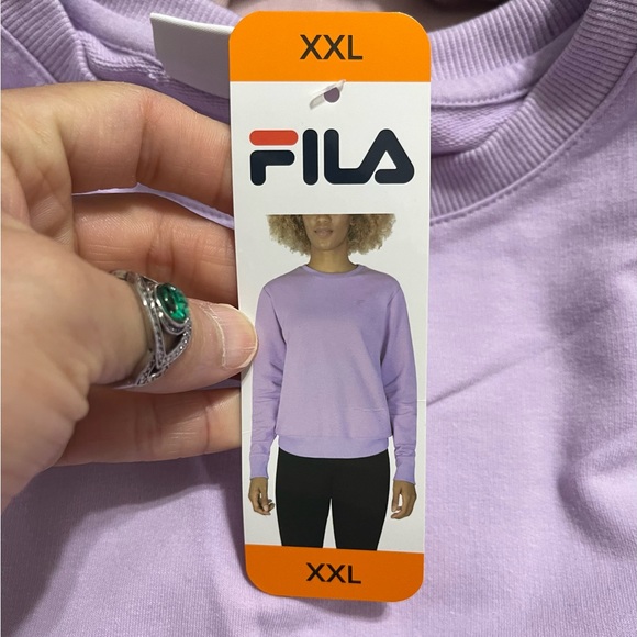 NWT Women’s Size XX-Large Fila Crewneck Sweater With Two Side Pockets Lavender - Picture 6 of 12